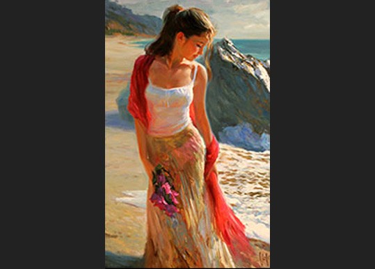 Vladimir Volegov girl with bougainvillea